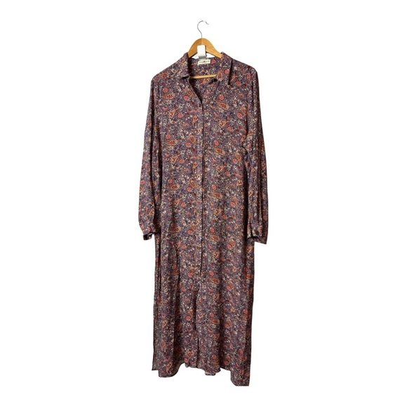Natural Life Maxi button down floral paisley boho Cottage Shirt Dress/Duster XL - Picture 1 of 12